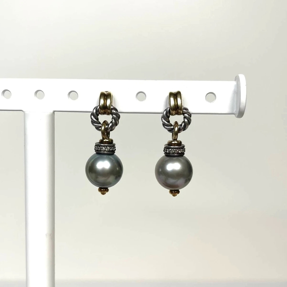 David Yurman Authentic Tahitian Pearl & Diamonds Earrings